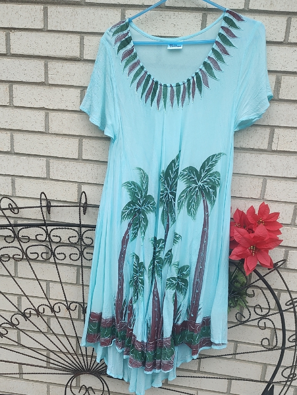 India Boutique Light Blue Palm Tree Dress